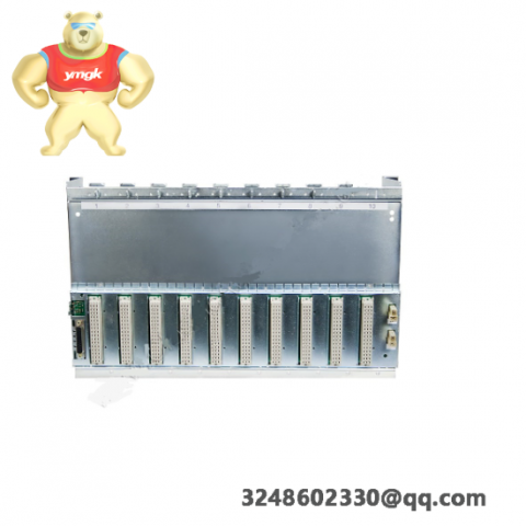 ABB RF615 Central Unit, PLC Module for Industrial Automation, 10 Slots, Dimensions: 470.7 x 84.6 x 245.7 mm